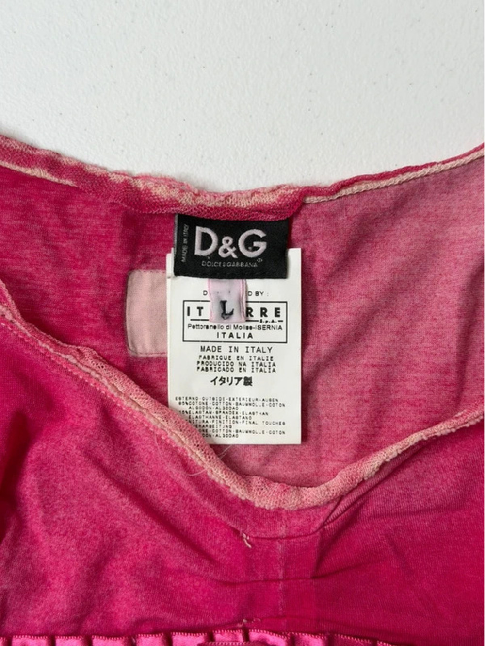 D&G Dolce & Gabbana Y2K Fairy Coquette Pink Ombré Lace Cami Top Size L - Picture 4 of 7